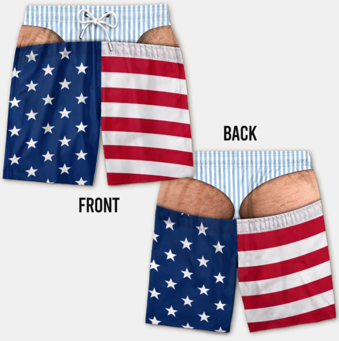 Custom Funny Patriotic Men Swim Trunks