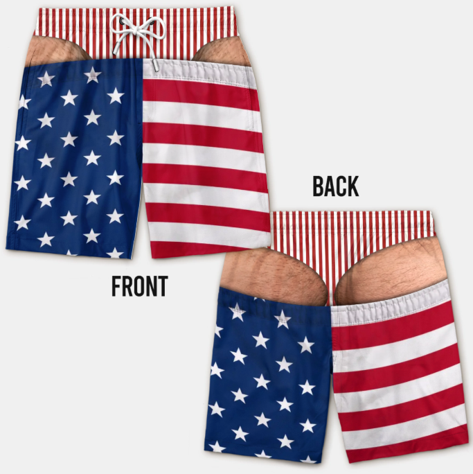 Custom Funny Patriotic Men Swim Trunks
