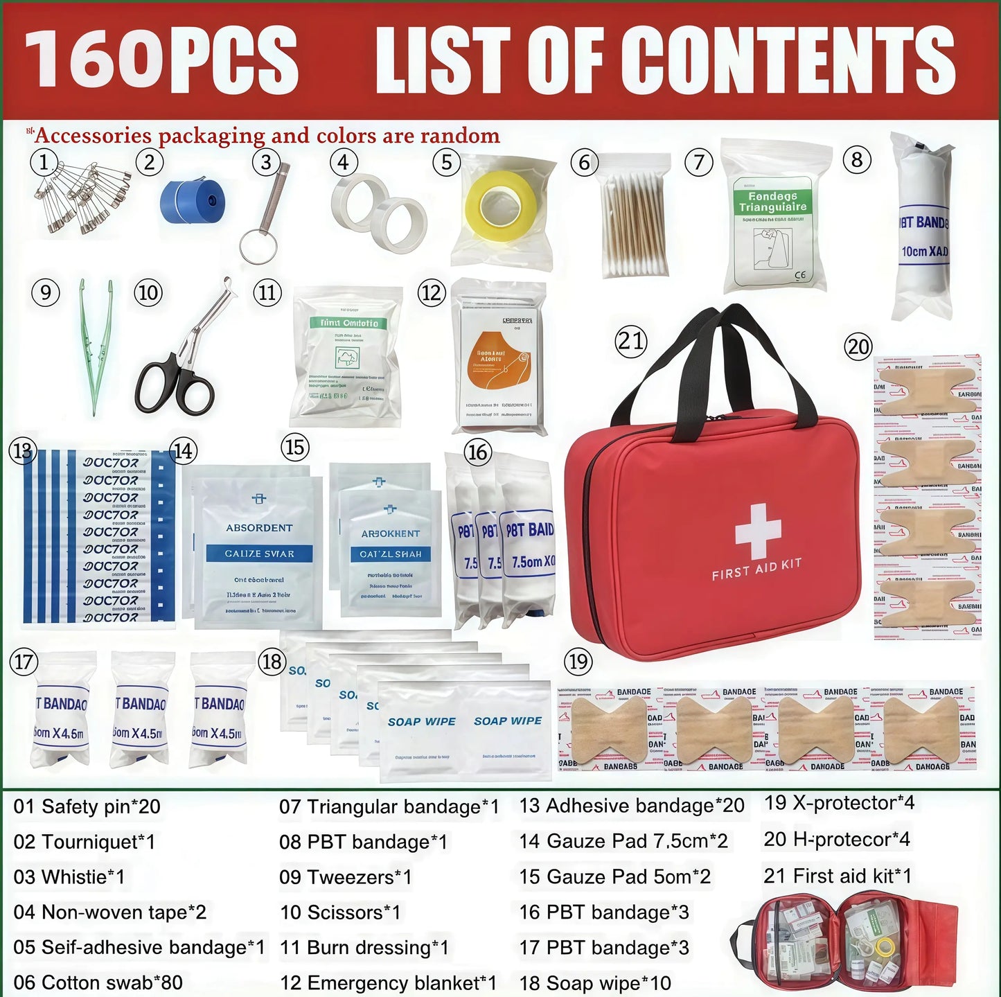 🆘160Piece Waterproof First Aid Kit for Emergencies