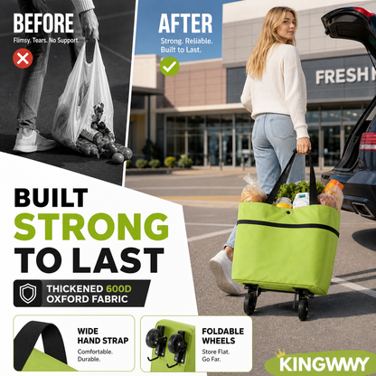 🛍️ 2-in-1 Foldable Shopping Cart – Carry More, Roll Easier