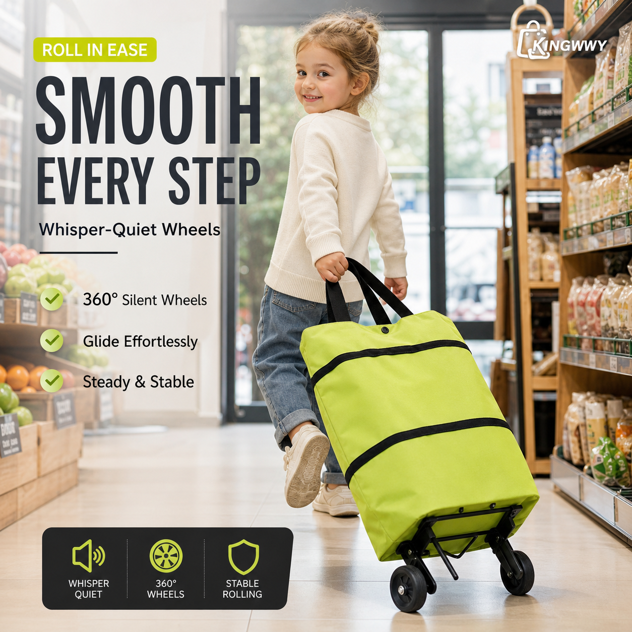 🛍️ 2-in-1 Foldable Shopping Cart – Carry More, Roll Easier
