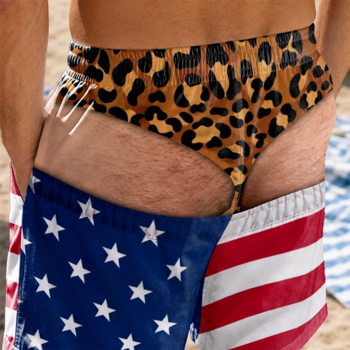 Custom Funny Patriotic Men Swim Trunks