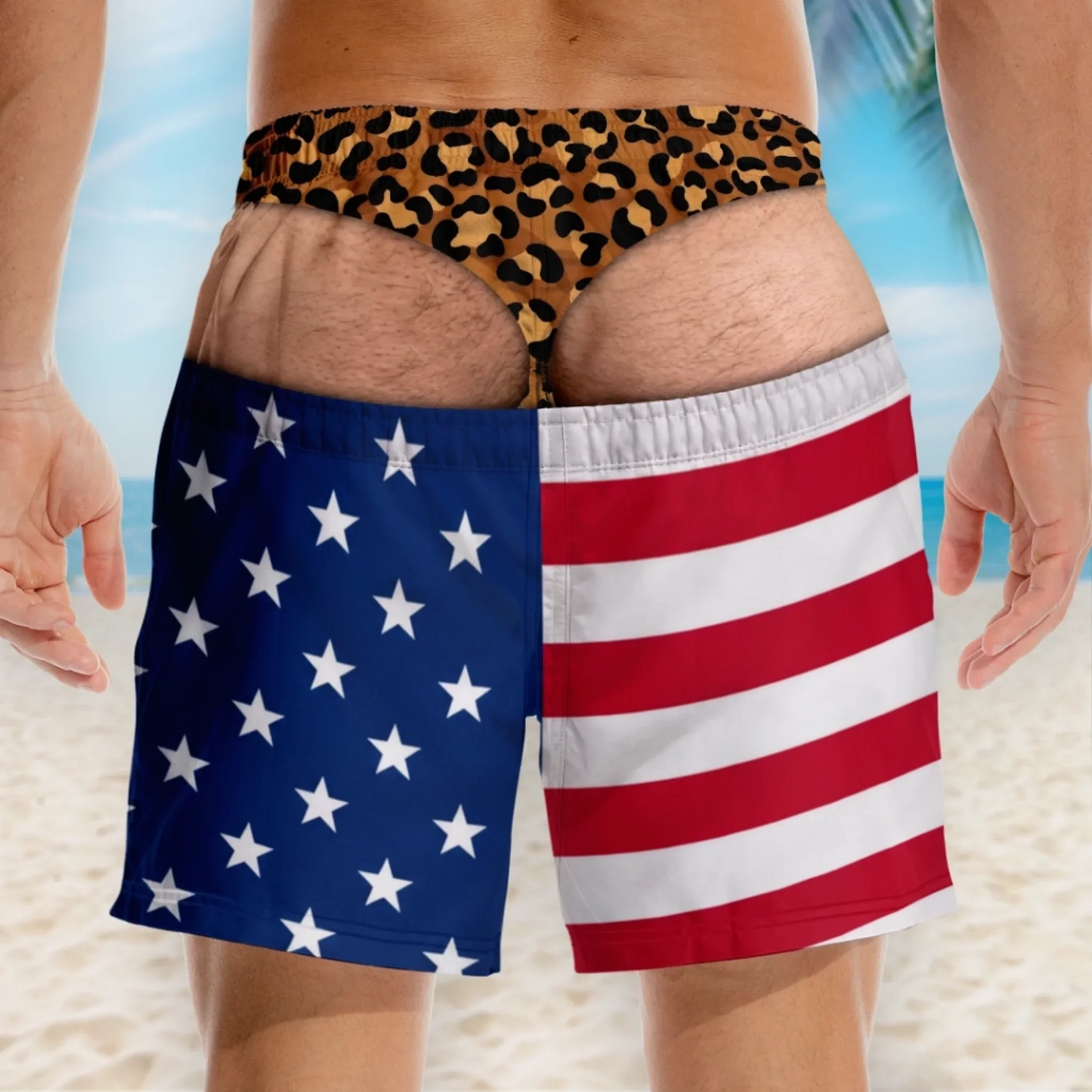 Custom Funny Patriotic Men Swim Trunks