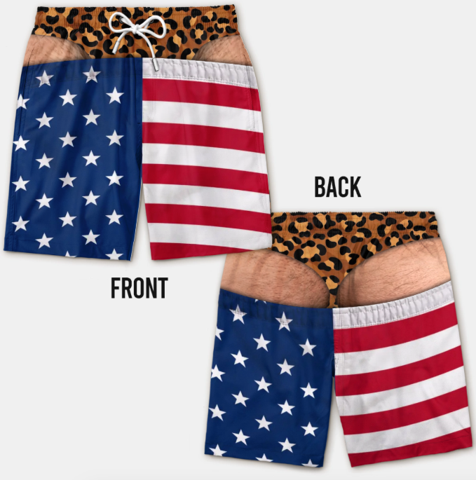 Custom Funny Patriotic Men Swim Trunks