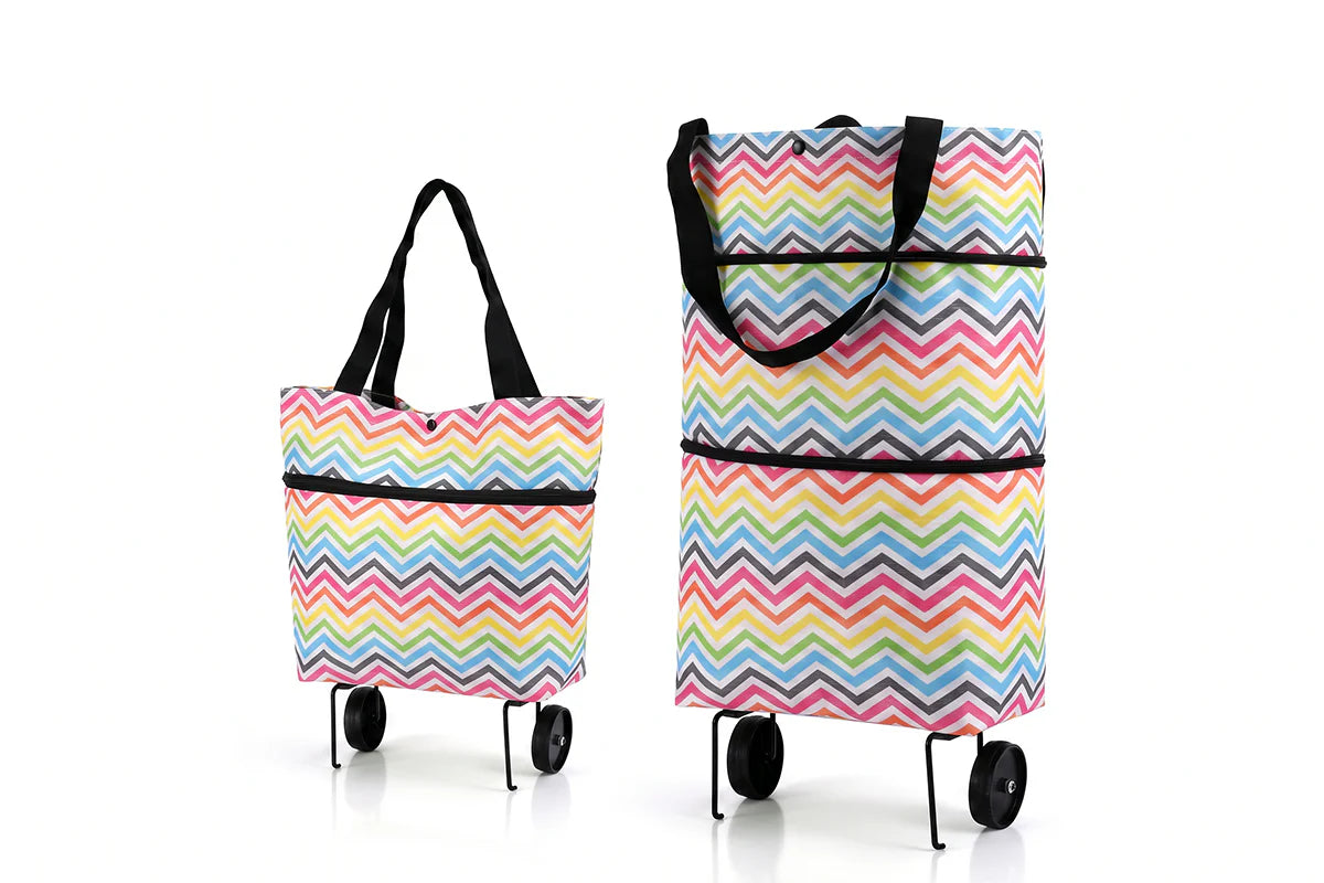 🛍️ 2-in-1 Foldable Shopping Cart – Carry More, Roll Easier