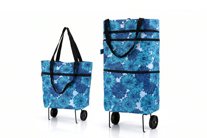 🛍️ 2-in-1 Foldable Shopping Cart – Carry More, Roll Easier