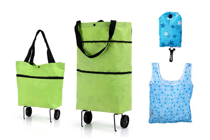 🛍️ 2-in-1 Foldable Shopping Cart – Carry More, Roll Easier