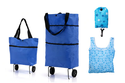 🛍️ 2-in-1 Foldable Shopping Cart – Carry More, Roll Easier
