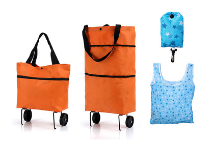 🛍️ 2-in-1 Foldable Shopping Cart – Carry More, Roll Easier