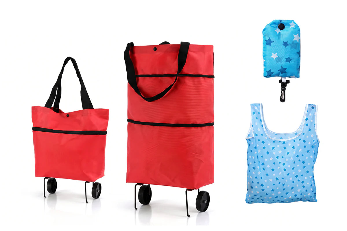 🛍️ 2-in-1 Foldable Shopping Cart – Carry More, Roll Easier