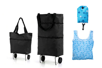 🛍️ 2-in-1 Foldable Shopping Cart – Carry More, Roll Easier