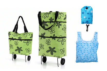 🛍️ 2-in-1 Foldable Shopping Cart – Carry More, Roll Easier