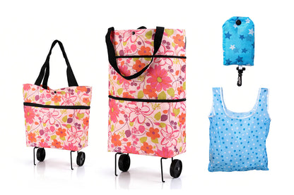 🛍️ 2-in-1 Foldable Shopping Cart – Carry More, Roll Easier