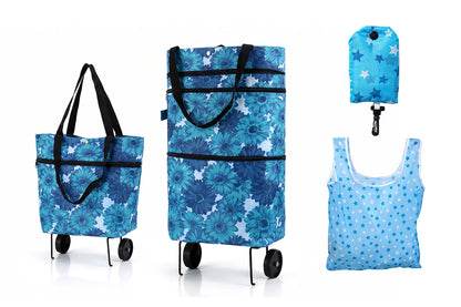 🛍️ 2-in-1 Foldable Shopping Cart – Carry More, Roll Easier
