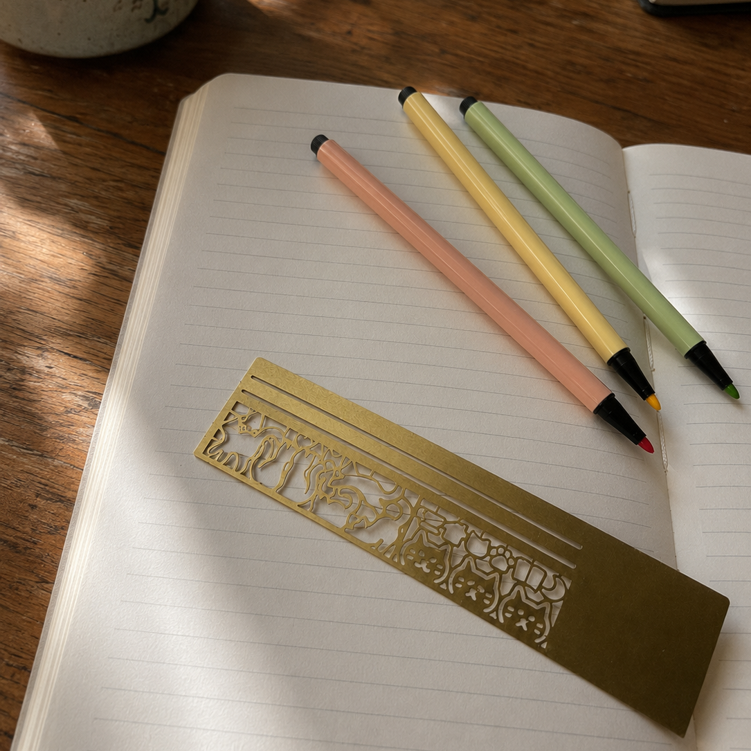 😻📏 Cat Lover’s 3-in-1 Metal Bookmark Ruler | Bookmark, Ruler & Coloring