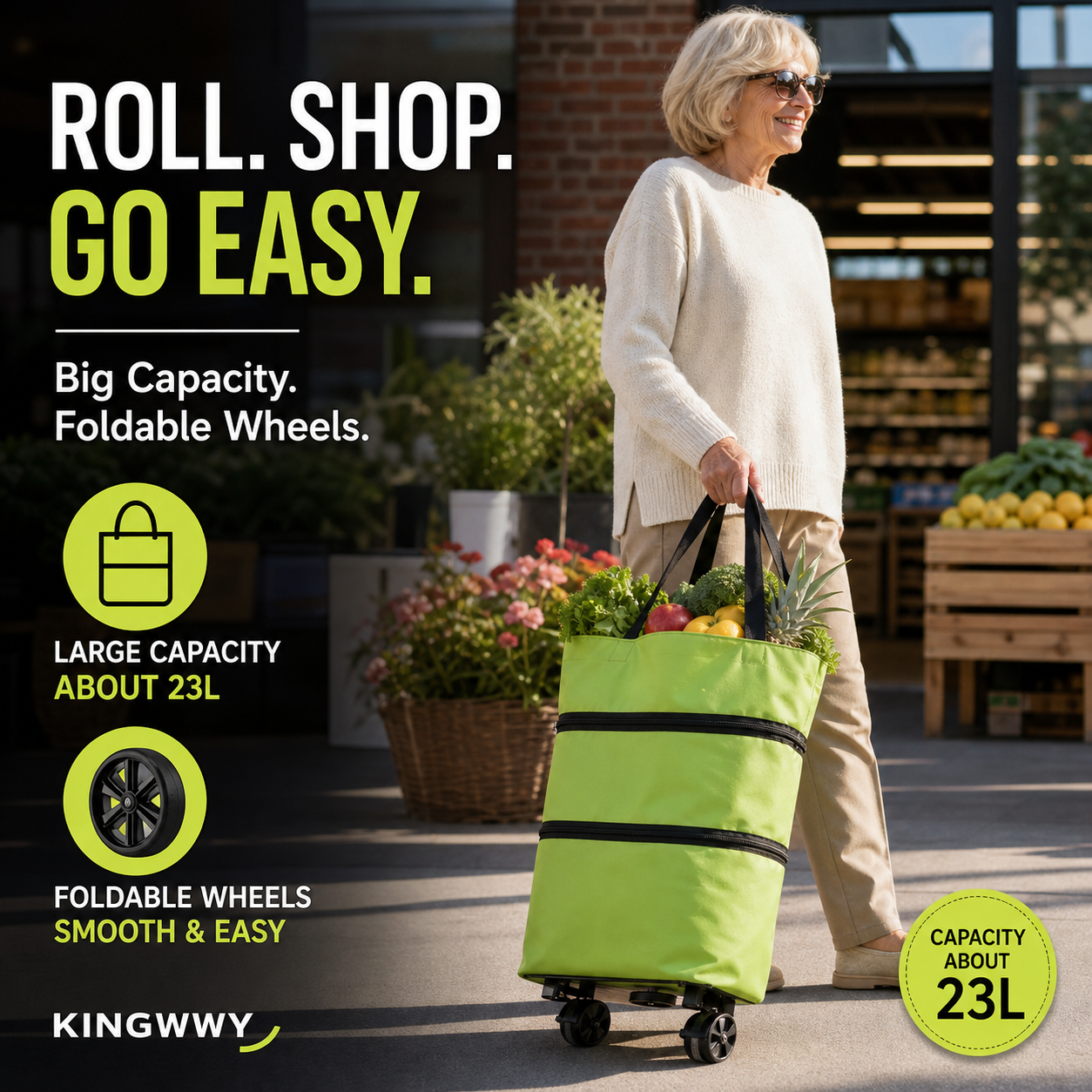 🛍️ 2-in-1 Foldable Shopping Cart – Carry More, Roll Easier