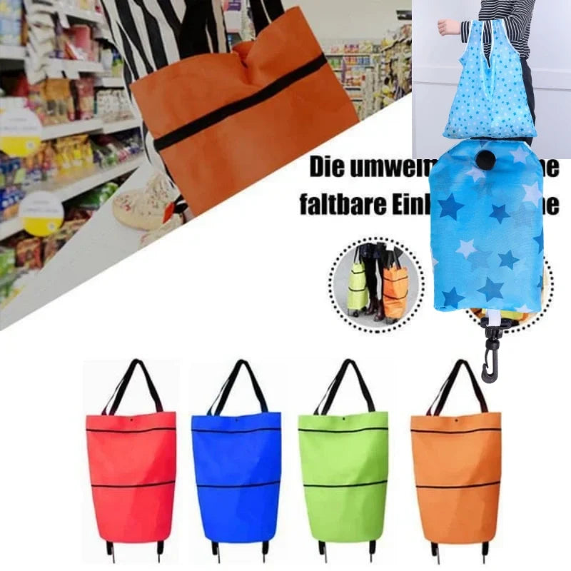 🛍️ 2-in-1 Foldable Shopping Cart – Carry More, Roll Easier