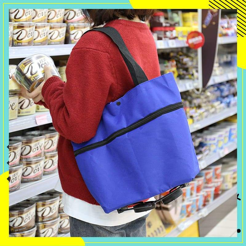 🛍️ 2-in-1 Foldable Shopping Cart – Carry More, Roll Easier