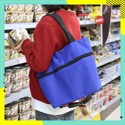 🛍️ 2-in-1 Foldable Shopping Cart – Carry More, Roll Easier